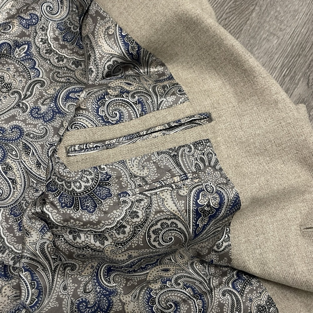 Loro Piana Blazer Jacket Men 43R Beige J. Hilburn Sport Coat Paisley Lined - Picture 7 of 12